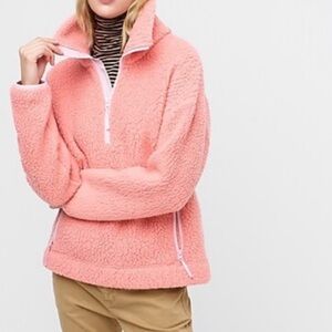 J.Crew Women’s Small Polartec Sherpa Half zip fleece pullover coral